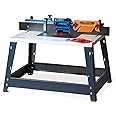 POWERTEC 71402 Bench Top Router Table and Fence Set, with 24” x 16” Laminated MDF Top, 2-1/2” Dust Collection Port and Featherboard