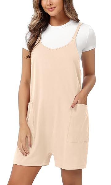 ODODOS WOMEN’S COTTON SOFT ROMPER WITH POCKETS RACERBACK...
