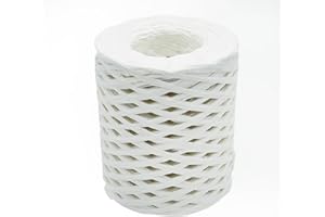 SILLLULE Raffia Paper Craft Ribbon,1/4 Inch 656 Feet Raffia Twine String for Gifts Wrapping,Raffia Ribbon Raffia Paper Rope for Craft Weaving Hats Bags Knitted Crochet DIY Craft Projects,White