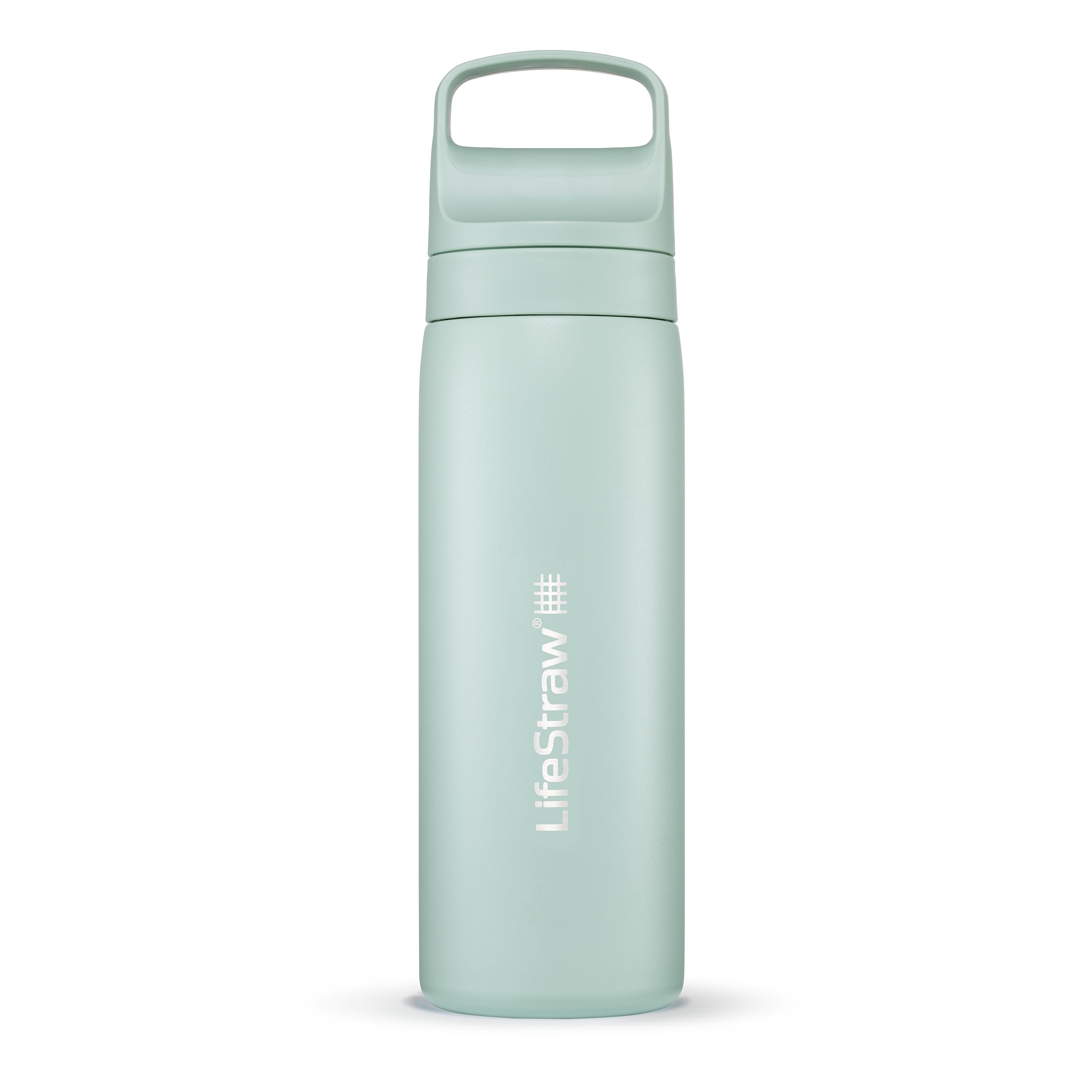 LifeStraw Go Series – Double Wall BPA-Free Vacuum Insulated 18 oz Stainless Steel Water Filter Bottle for Travel and Everyday use; Seafoam — image 1