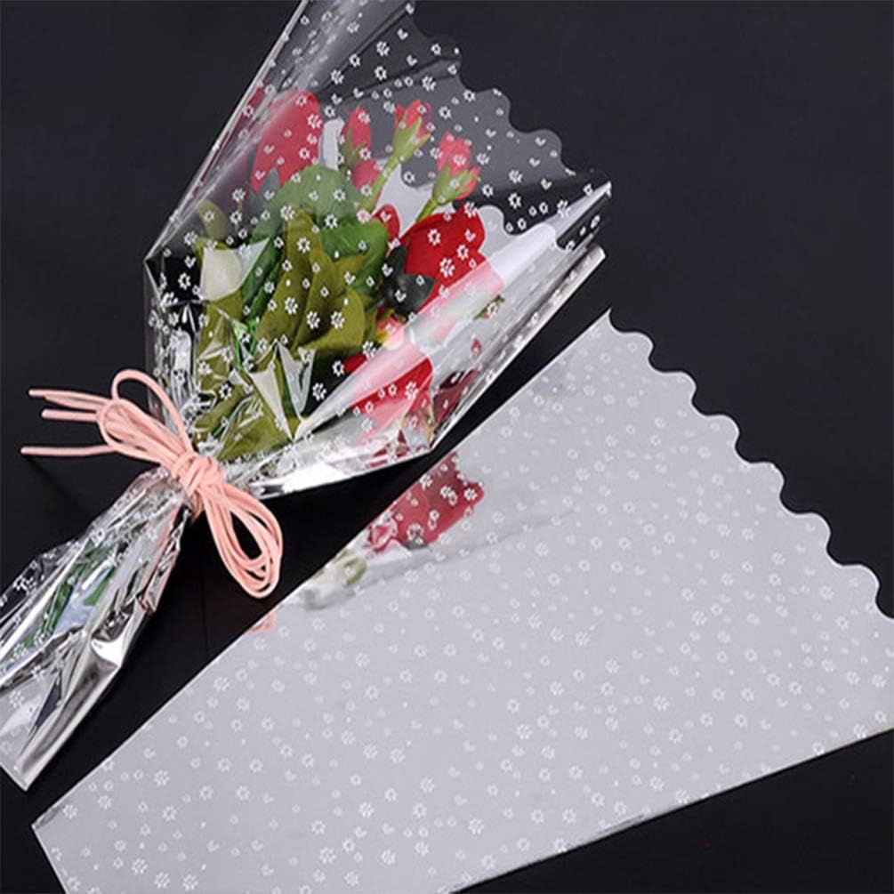 Amosfun 100pcs Bouquet Packaging Bags Bouquet Wrapping Sleeve Wedding Birthday Valentines Day Favor, Clear,Rose,Silver - Image 4