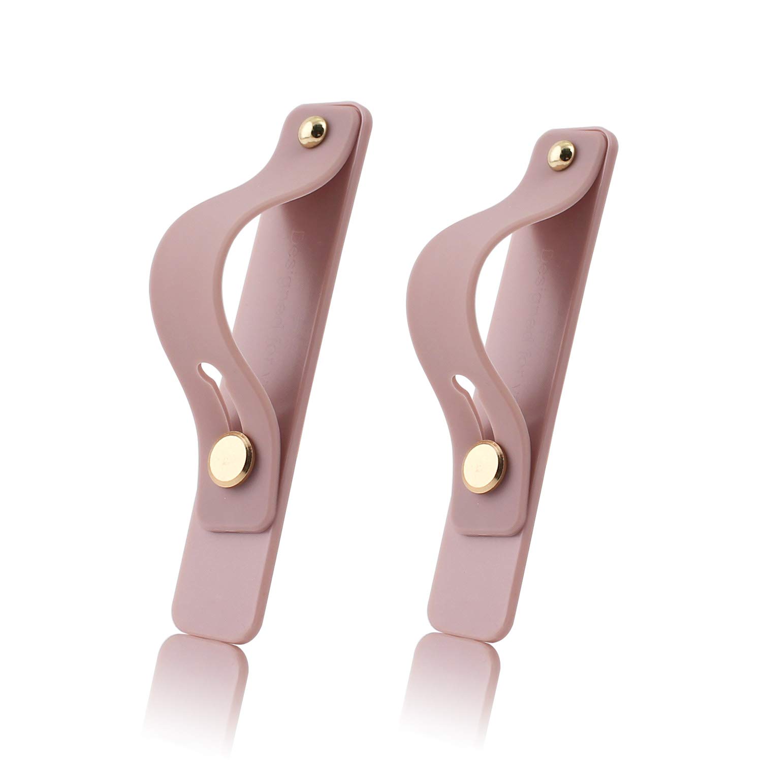 Removable and Reusable Cell Phone Grip Strap, Yetaida Telescopic Finger Kickstand Bracket Universal Silicone Phone Holder Stand and Portable Finger Loop for Most Smartphones Case (Pink)