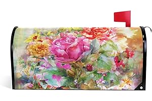 ALAZA Abstract Colorful Flowers Rose Watercolor Painting Spring Magnetic Mailbox Cover MailWraps Garden Yard Home Decor for Outdoor Standard Size-18"x 20.8"
