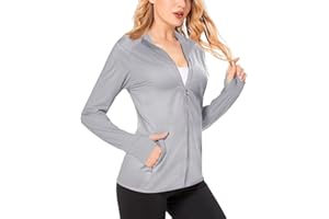 Boladeci Women's Workout Jackets Lightweight UPF 50+ Uv Protection Clothing Long Sleeve Zip Up Quick Dry Athletic Running Top