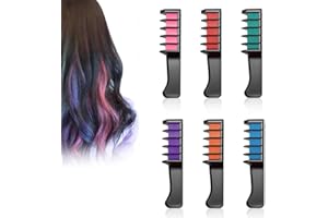 SEIVBLE Festive Fun Hair Chalk Combs, 12 Colors Instant Washable Hair Color Comb for Girls Women, Temporary Hair Color Dye for Hair DIY Party Christmas Birthday Gifts (6 colors)