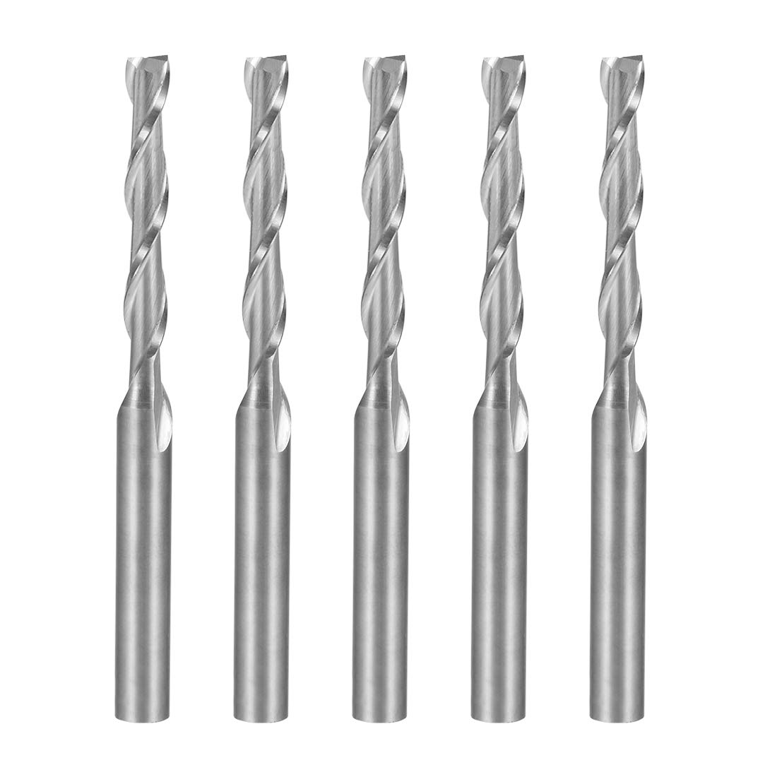 sourcingmap 5PCS 1/8" Shank 2.5mm x 17mm Carbide End Mill CNC Router Bits 2 Flute Milling Bit for Acrylic PVC MDF Wood