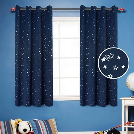 Bellahills Full Blackout Thermal Insulated Curtain Panels Navy