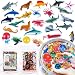 Ocean Sea Animals, Include 24 PCS Mini Sea Animals Toys, 2 Packs Crystal Water Beads, 6 PCS Balloons, Colorful Realistic Sea Life Figures with Rainbow Growing Beads, Sensory Toy Set, Party Favors