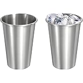 uxcell 2 Pcs Stainless Steel Cups, 17oz/500ml Metal Cups Double Wall Tumbler Insulated Portable Stackable Drinking Tumblers for Home Restaurant Outdoor Travel Camping, Silver