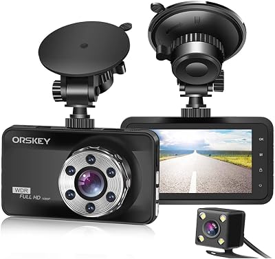 ORSKEY Dash Cam Front and Rear 1080P Dual Wide 170° HDR 3.0" LCD Night Vision