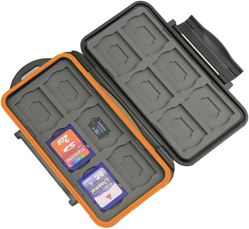 LXH Memory Card Case Holder SD SDHC SDXC CF MSD TF Micro SD Card Durable Waterproof Storage Computer Camera Card Cartridge With Carabiner & Card Reader For 12 SD & 12 TF/Micro SD - Image 4