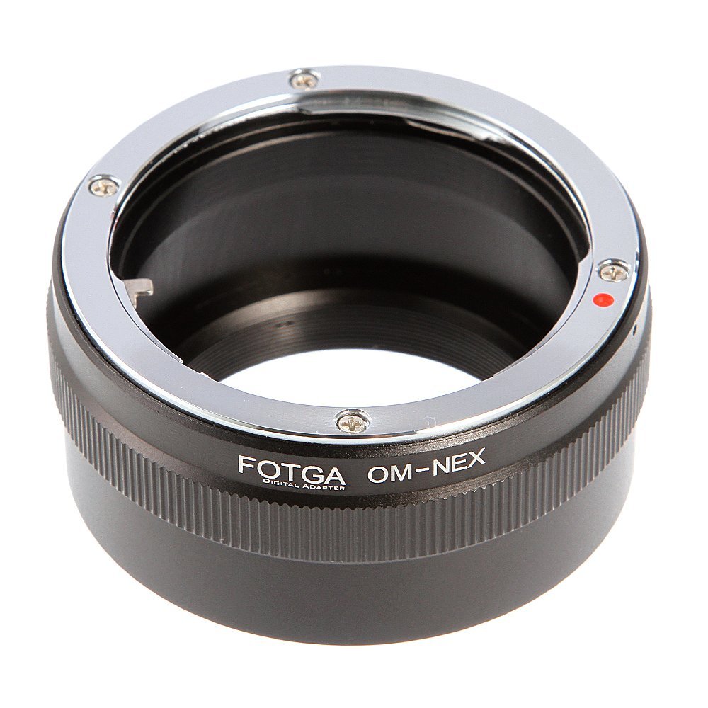 Fotga Adapter Ring for Olympus OM to Sony E-mount, Aluminum Alloy, Supports AE Priority / Manual, Infinity Focus, Black