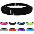 WATERFLY Running Belt Fanny Pack: Runner Marathon Jogging Waist Pack Sport Workout Exercise Fitness Phone Holder Belt for Men Women Jogger Slim Waistband Black