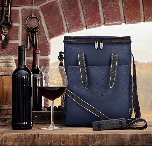 image for Kato 6 Bottle Wine Carrier - Insulated Wine Carrying Case Cooler Tote 
