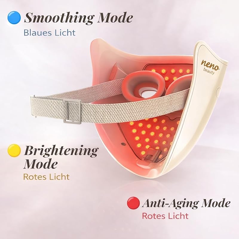 Alva Rotlichtlampe fürs Gesicht - LED Gesichtsmaske - Rotlicht Maske mit 3 Modi - Red Light Therapy mit 220 LED Dioden - Anti-Aging Skincare - Face Mask mit Lichttherapie – Kabellos, USB