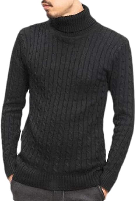 Amazon Gawaga メンズ ケーブル ニット セーター カジュアル ハイ ネック スリム プルオーバー ニットウェア セーター 通販