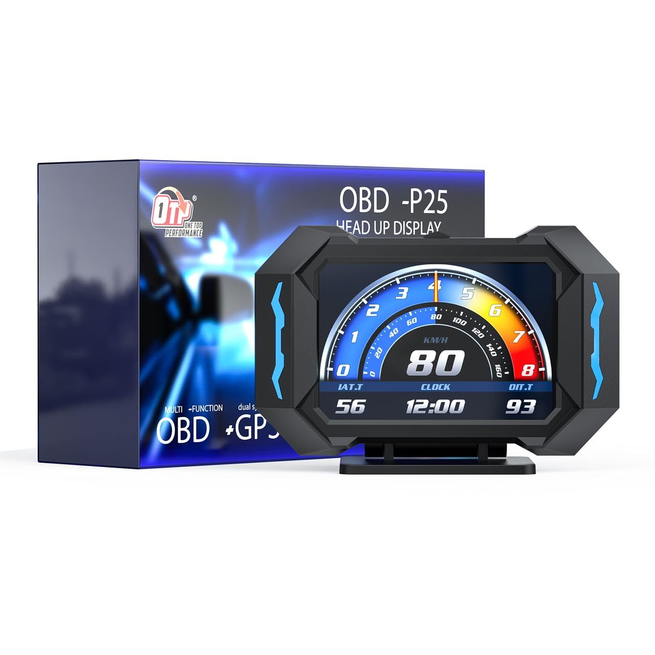 Photo 1 of OTPerformance OTP-P25 OBD2 Gauge Car HUD Head Up Display Gauge Display Tachometer Gauge Multi-Function Digital OBDII GPS Speedometer Car Speed MPH Altitude Driving Direction Slope Meter Universal All