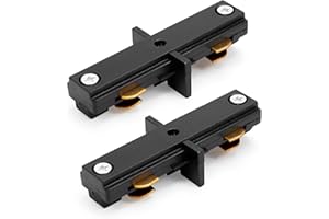 H Track Lighting I Connector - iCreating Black H Track Lighting Rails Straight Connectors, 3 Wire Track Lighting Fixtures Accessories for Single Circuit H Type LED Track Lighting Heads System (2 Pack)