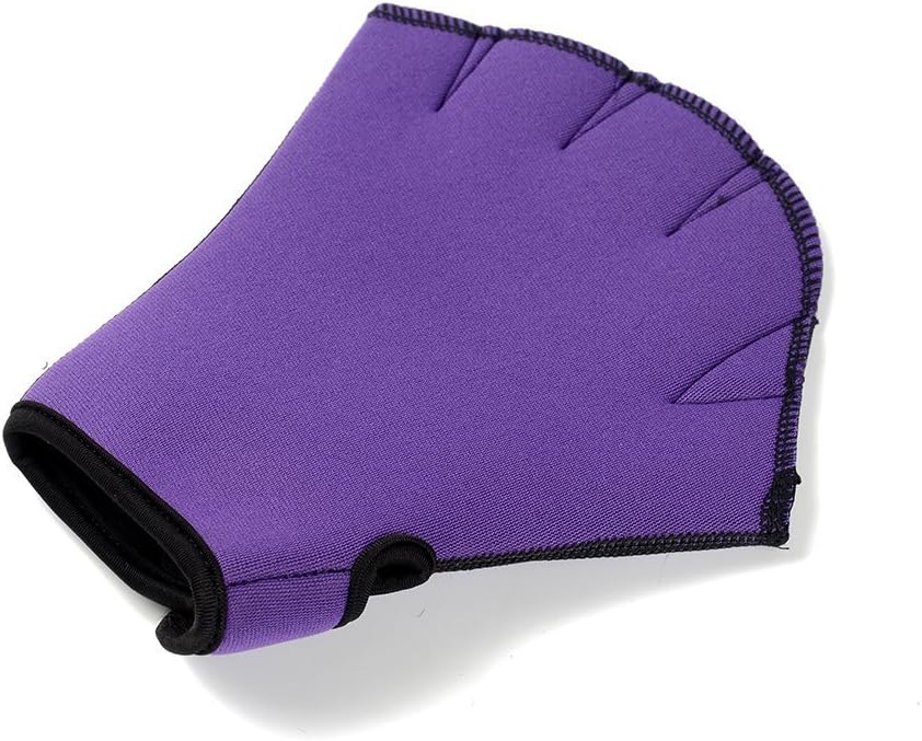 Easyinsmile Swimming Gloves Swimming Hand Paddles Training Swimming Gloves Fingerless Webbed Water Resistance Neoprene 1 Pair (Purple) : Sports & Outdoors