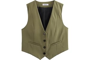 Pofihavi Cropped Suit Vest for Women 2024 Button Up Business Casual Dressy Waistcoat Vest Tops