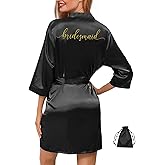 WJing Yi Jia 2Pcs Womens Satin Bridesmaid Robes Silky Wedding Bridal Bride Robe Gown Kimono