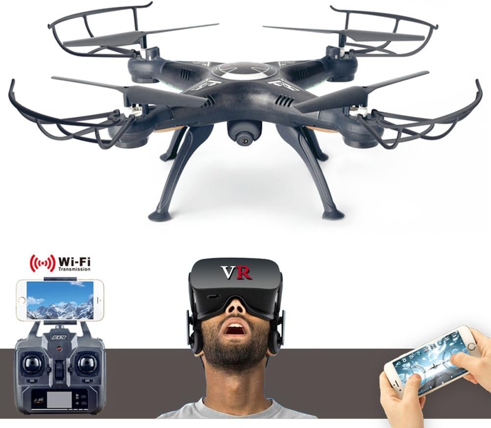 X5 SW-1 Air Quadcopter FPV 2.4GHz WiFi Remote Control Helicopter Drone 2 Modes With PVF HD 3D VR Camera Glasses For iOS And Android Device Black