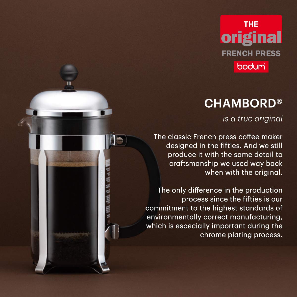 Bodum Chambord French Press Coffee Maker, 1 Liter, 34 Ounce, Chrome Buy Online in United Arab
