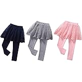 BGMINGYI Baby Girls Footless Leggins with Tutu Ruffle Lace Flower Skirt Toddler Cotton Pantskirt for 1-7 Years Old
