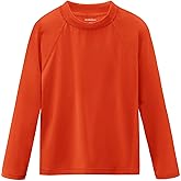 Boys Rash Guard Long Sleeve Swim Shirts UPF 50+ Sun Protection Rashguard Fishing Surf Quick Dry Cool Beach Clothes for Little Kids Orange Red 5T