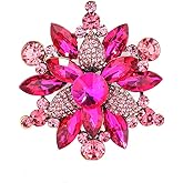 YOQUCOL Vintage Austrian Crystal Rhinestone Flower Shape Brooch Pin for Women