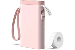 TYPONOS P21 Label Maker Machine with Tape, Bluetooth Label Printer Thermal Mini Label Makers with Built-in Cutter and Multiple Templates, Portable Printers for School, Office, Home Use - Pink