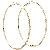 GUESS "Basic" Gold Large Diamond Cut Hoop Earrings
