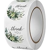 Thank You Stickers - Green Leaf Elegant Designs for Gifts, Packaging, and Business - 1’’ Adhesive Labels - Express Gratitude with Style - Pack of 500