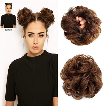 Wavy Chestnut Brown Reysaina Scrunchies Hair Pieces Human Hair