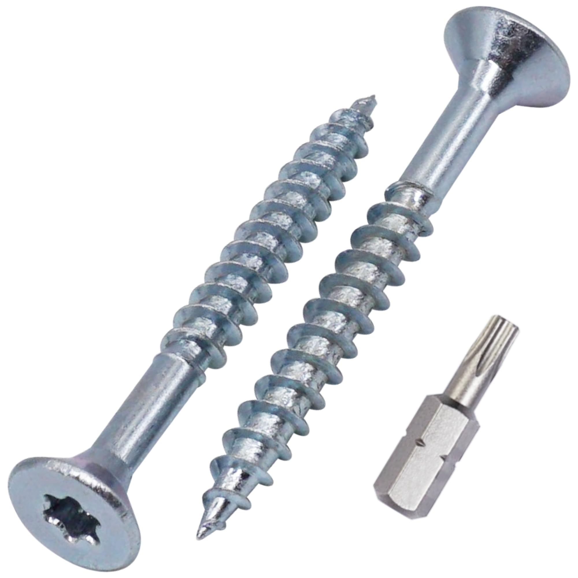 SKIR'CO (20 pcs) Zinc Plated Steel Wood Screws 5.0 x 50 mm, Torx Countersunk Head Screws, Chipboard Screws, Partially Threaded