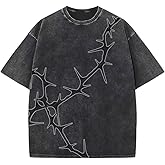 Y2K Graphic T-Shirts Vintage Oversized Tees Streetwear Casual Acid Washed Tops for Men Women