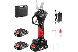 ONEVAN Electric Pruning Shears, 1.6inch Cutting Diameter Cordless Garden Shears, Anti-Shear Hand Design, Heavy Duty Branch Pruner with LCD Display, 2 Pack 2000mAh Batteries, SK5 Replacement Blades