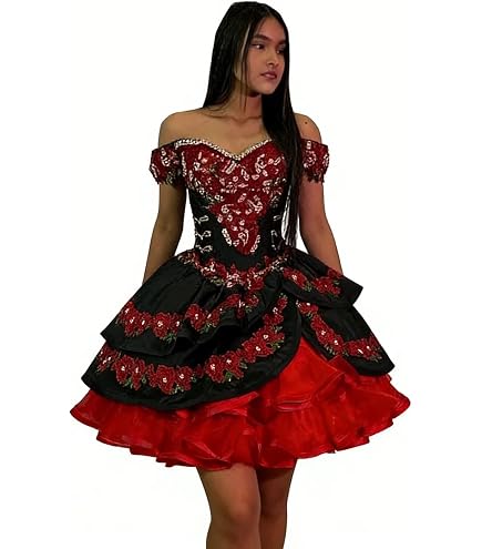red floral graduation dress Mollybridal Two Pieces Ball Gown Gold Embellishment Flower Pattern Quinceanera Prom Sweet 16 Party Dresses for Damas Girls Teens Mexican XV Black Gothic Ruffle Detachable Train 0: Clothing, Shoes Homecoming dress