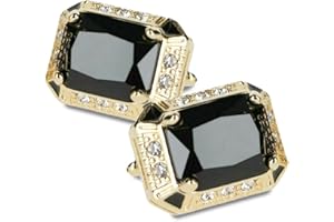 VITTORIO VICO Big Rectangular Colored Crystal Cuff Links for Men – Tuxedo Suit Accessories, Cufflinks for Men
