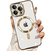 Misscase Compatible with iPhone 14 Pro MagSafe Case with Camera Lens Protector, Full Protection Clear Magnetic Anti-Scratch Cover for iPhone 14 Pro 6.1 inch- Gold | Full Protection, Magnetic, Anti-Scratch, Cover