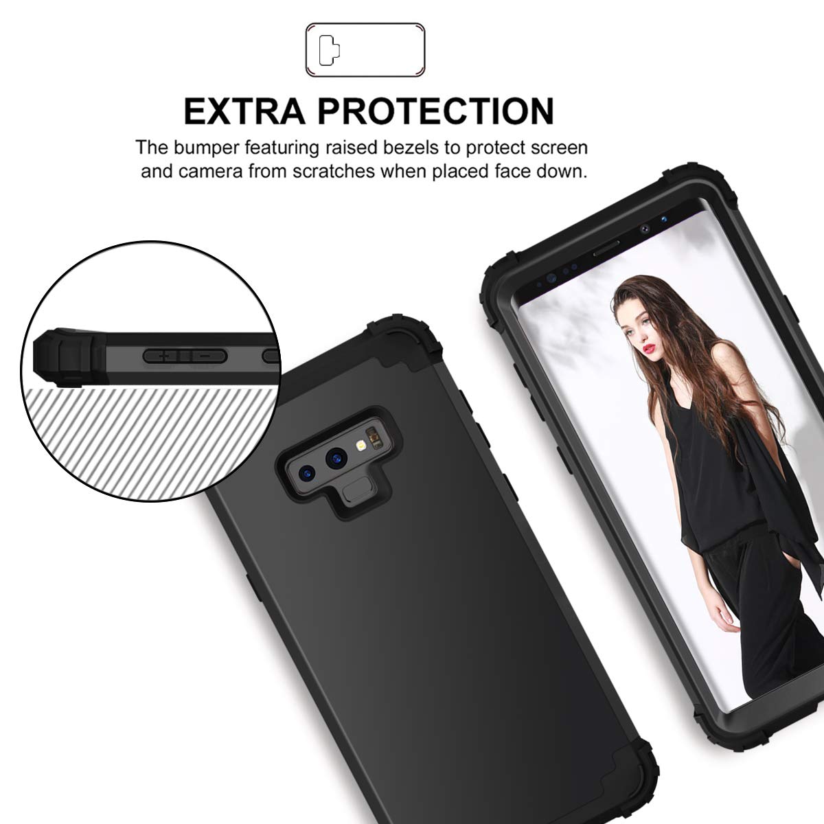 SHUANGFANG Samsung Galaxy Note 9 Protective Case,Defender Full Body Protection Rugged case Galaxy Note 9 (2018) (Note9 L Black)