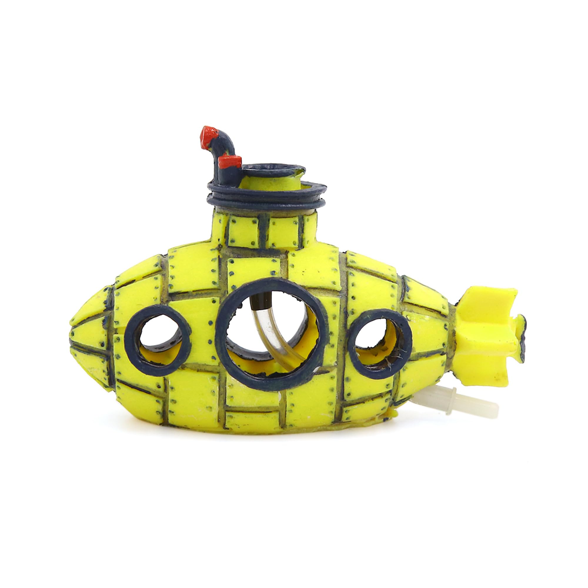 CAPASTEC Aquarium Decor, Aquarium Air Stones, Bubble Maker Spaceship Ornament for Aquarium, 5.12x2.36x3.15inch (Yellow)