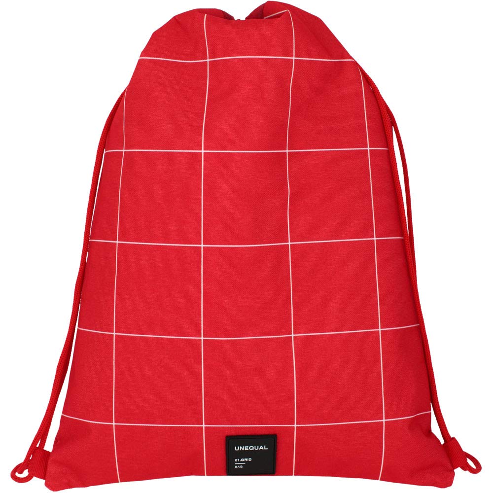 Grafoplás 37610751 Drawstring Bag with Exterior Zip Pocket Red. Unequal Grid