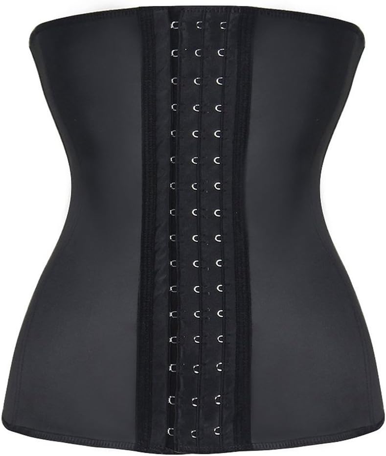 PhilaeEC Women's Classic Steel Boned Latex Corset with 3 Levels of Hooks