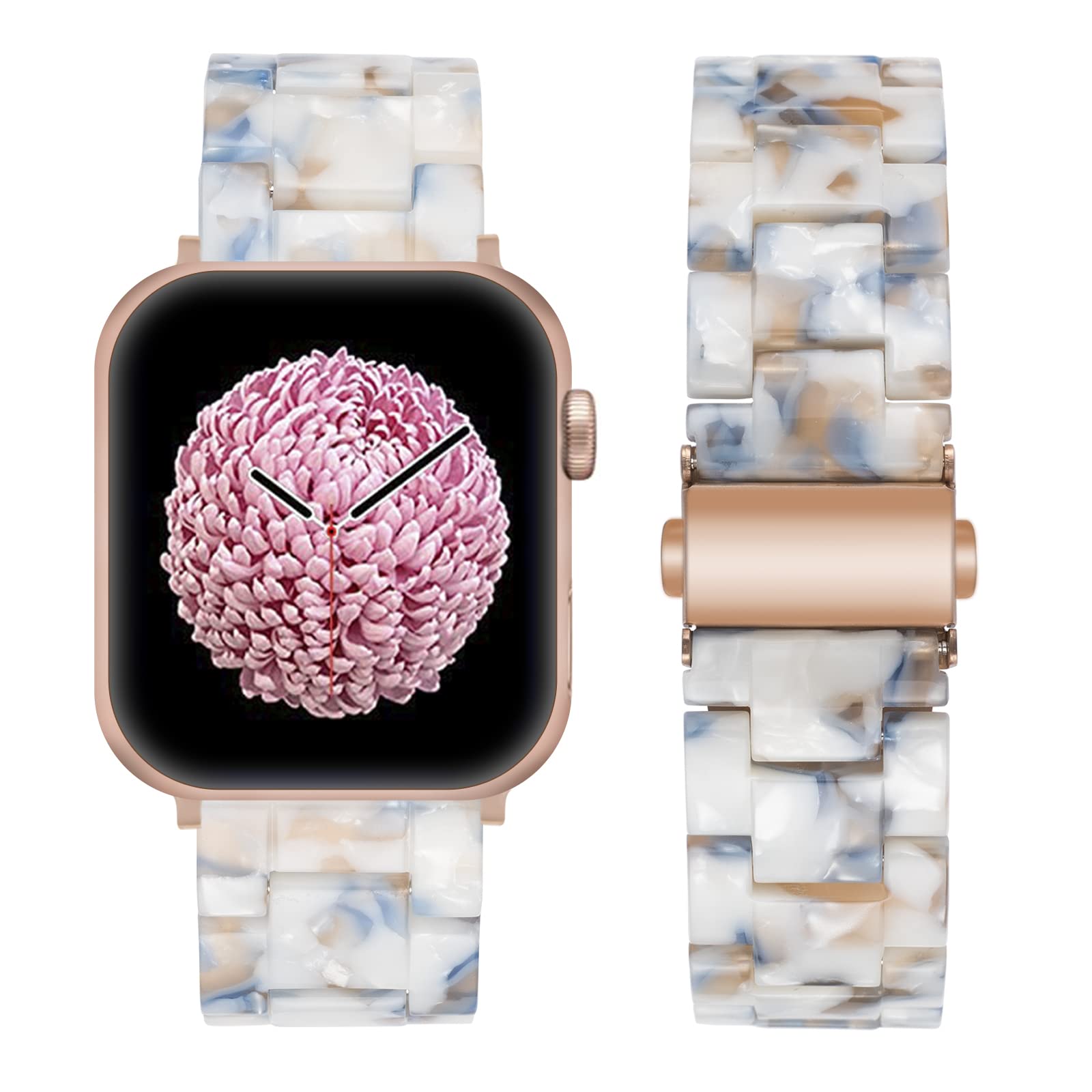 SEURE Compatible with Apple Watch Band 38mm 40mm 41mm 42mm 44mm 45mm, Women Men Resin Strap with Stainless Steel Buckle Replacement for Series SE/8/7/6/5/4/3/2/1