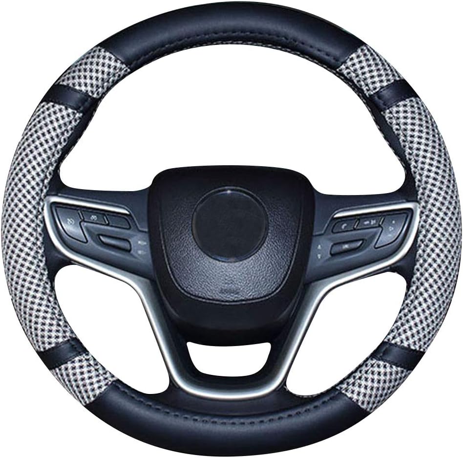 Mayco Bell Microfiber Leather and Viscose Universal Breathable Anti-Slip Odorless Steering Wheel Cover (14.5''-15'',Gray)