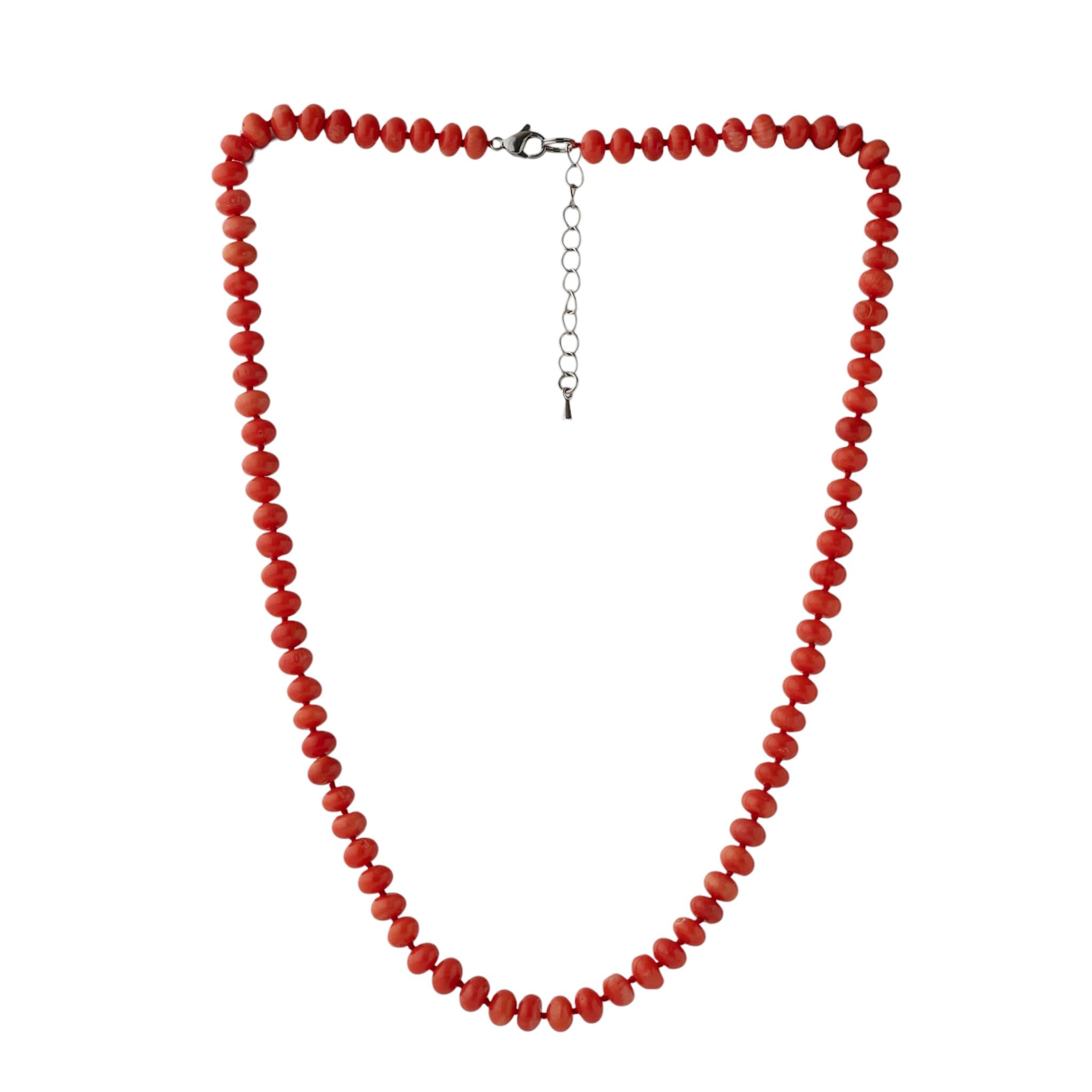 Treasure Bay 7mm Natural Orange Coral Necklace and Bracelet Set for women and girls