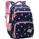 MIFULGOO Kids Girls School Backpack with Chest Strap Princess Cute Big Elementary Bookbag (Medium, Royalblue)