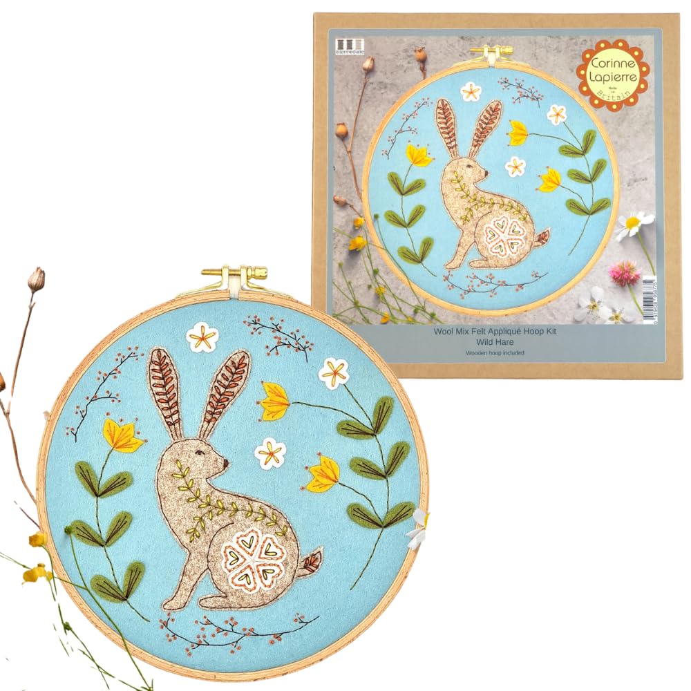 Corinne Lapierre Wild Hare Felt Appliqué Hoop Kit, Small