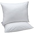 Amazon Basics Down Alternative Bed Pillows and Pillow Protector Case 2-Piece Set, Medium Density, Standard - Pack of 2, White, 26"L x 20"W